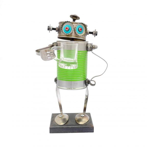 Robot mediano verde jarra